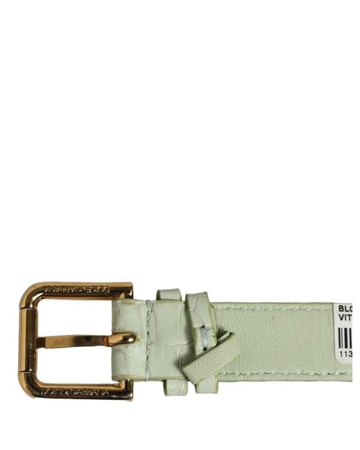 Dolce & Gabbana Green Embossed Leather Gold Buckle Belt Strap Bracelet