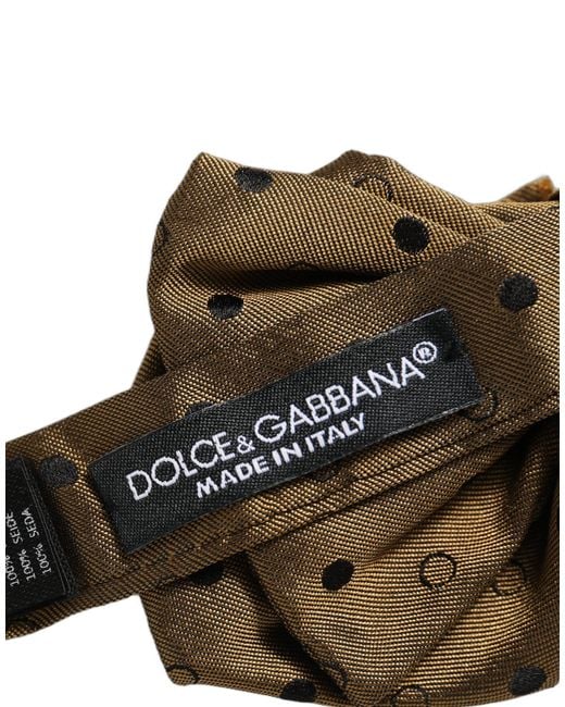 Dolce & Gabbana Men Brown Polka Dot Silk Adjustable Neck Papillon Bow Tie for men