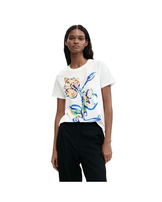 Desigual White Cotton T-Shirt