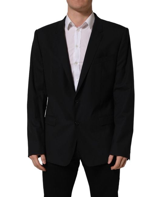 Dolce & Gabbana Black Wool Single Breasted Blazer Jacket for men