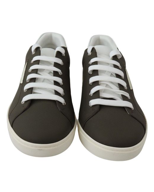 Dolce & Gabbana Black Sleek Leather Low Top Sneakers for men