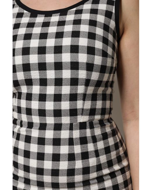 Dolce & Gabbana White Black Checkered Sleeveless Sheath Dress for men