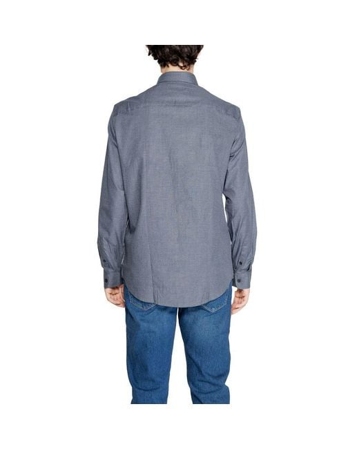 ARMANI EXCHANGE Blue Cotton Dress Shirt for men