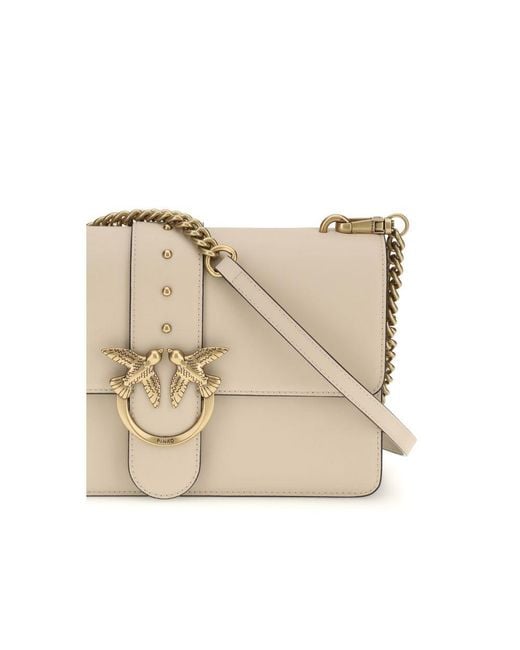 Pinko Natural Beige Calf Leather Bos Taurus Shoulder Bag