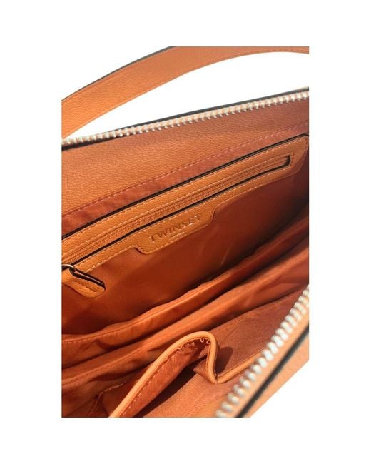 Twinset Brown Orange Polyurethane Shoulder Bag