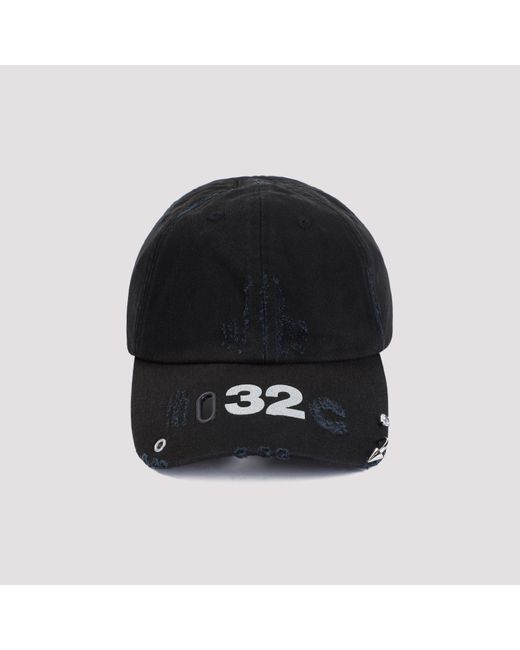 032c Washed Black Multimedia Cotton Cap for men