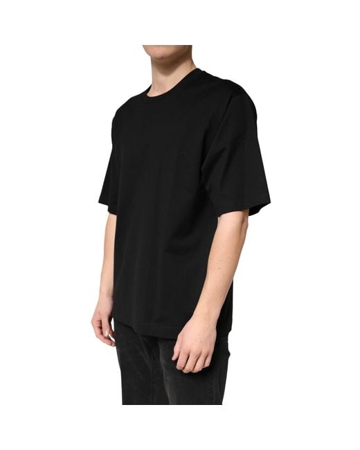 Dolce & Gabbana Black Cotton Crewneck Short Sleeve T-Shirt for men