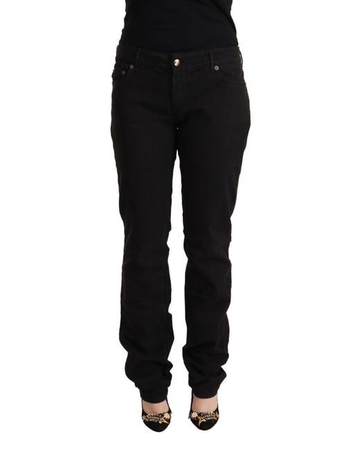 Just Cavalli Black Sleek Mid-Waist Slim Fit Jeans