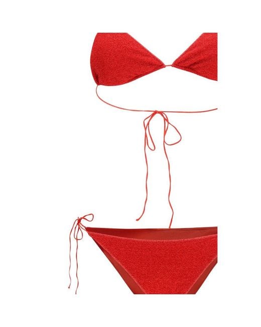Oseree Red Multicolor Elastane Bikini