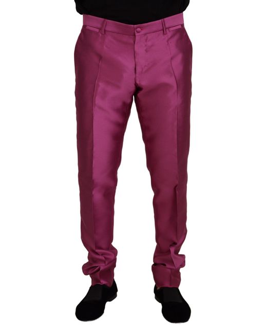 Dolce & Gabbana Red Elegant Slim Fit Formal Dress Pants for men