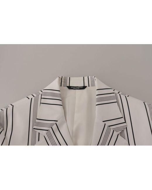 Dolce & Gabbana Gray Stripes Cotton Single Breasted Blazer for men