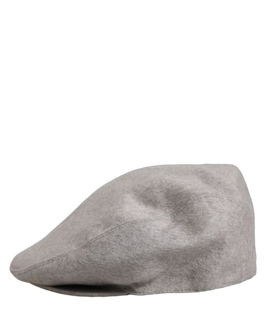 Dolce & Gabbana Black Men Light Grey Cashmere Newsboy Cabbie Cap Hat for men