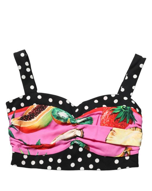 Dolce & Gabbana Multicolor Silk Cropped Bustier Corset Top Elastane