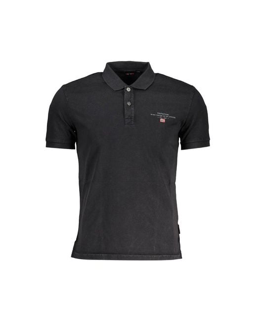 Napapijri Black Cotton Polo Shirt for men