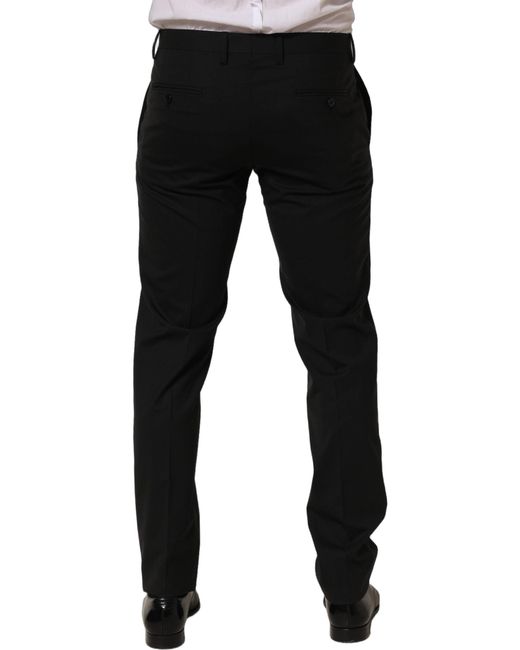 Dolce & Gabbana Black Wool Skinny Leg Dress Trouser Pants Virgin Elastane for men