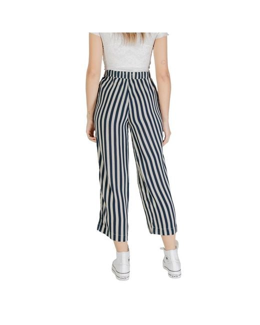 Ichi Blue Viscose Cropped Pants