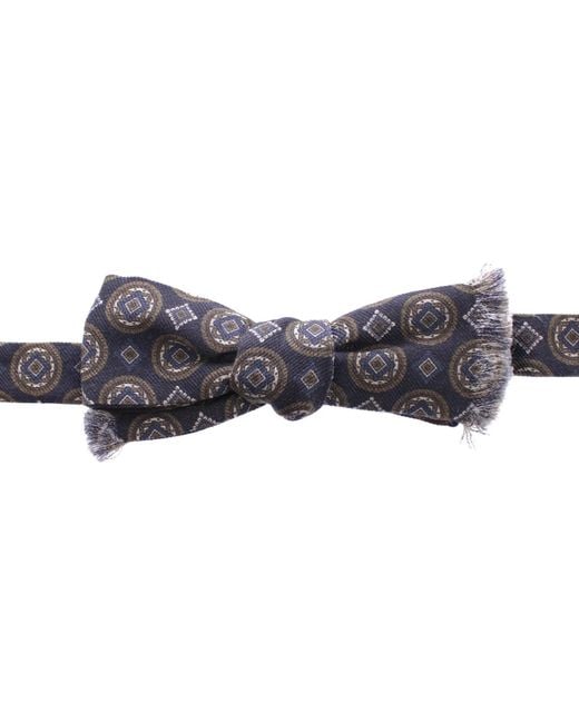Dolce & Gabbana Black Blue Silk Baroque Fantasi Tied Bow Tie Papillon for men