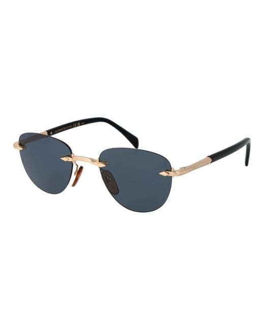 David Beckham Blue Rose Gold Metal Sunglasses for men