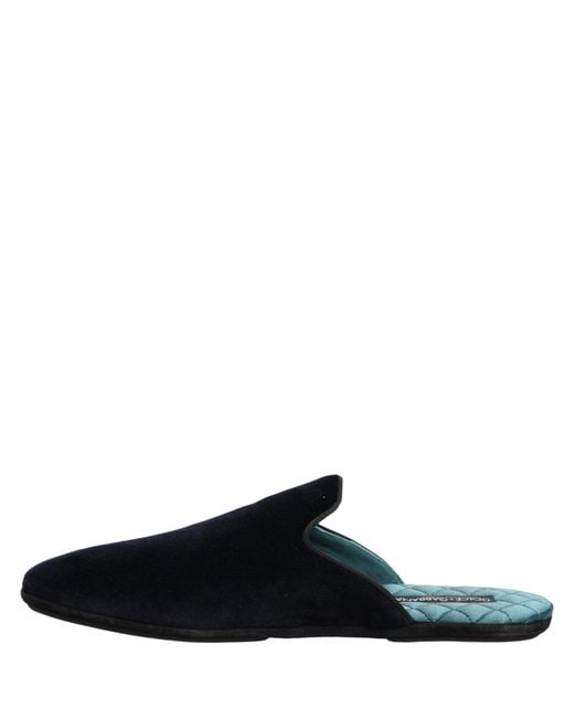 Dolce & Gabbana Dark Blue Suede Slides Flat Slipper Men Shoes for men