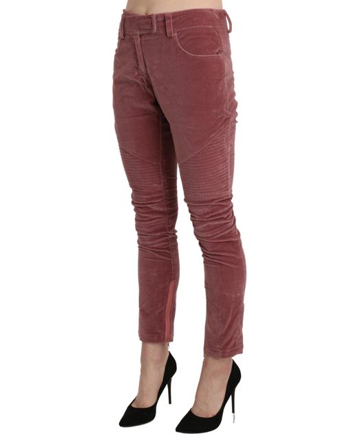 Ermanno Scervino Red Mid Waist Skinny Cotton Pants