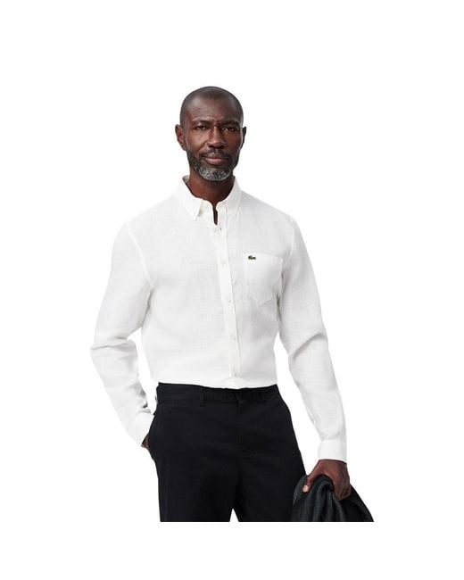 Lacoste White Linen Shirt for men