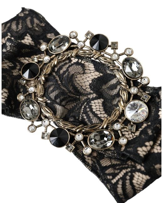 Dolce & Gabbana Black Lace Crystal Handmade Brooch Hair Pin
