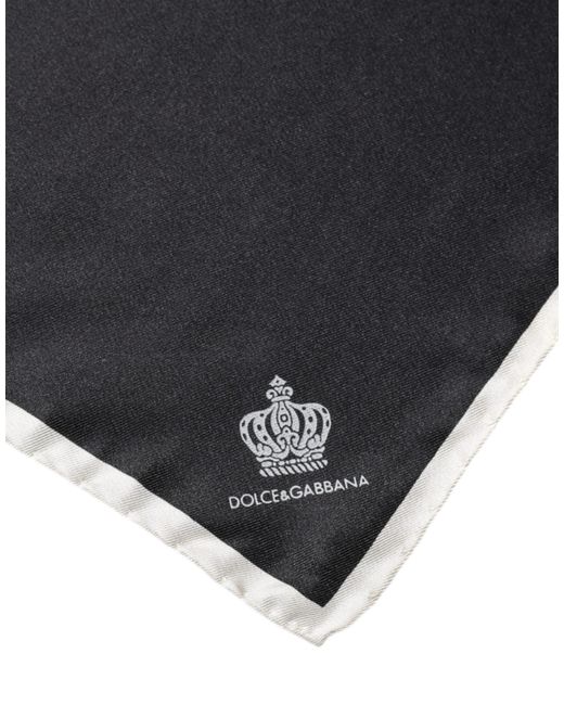 Dolce & Gabbana Black Crown Logo Square Handkerchief Scarf for men