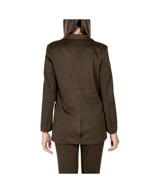 Ichi Brown Green Polyester Suits & Blazer