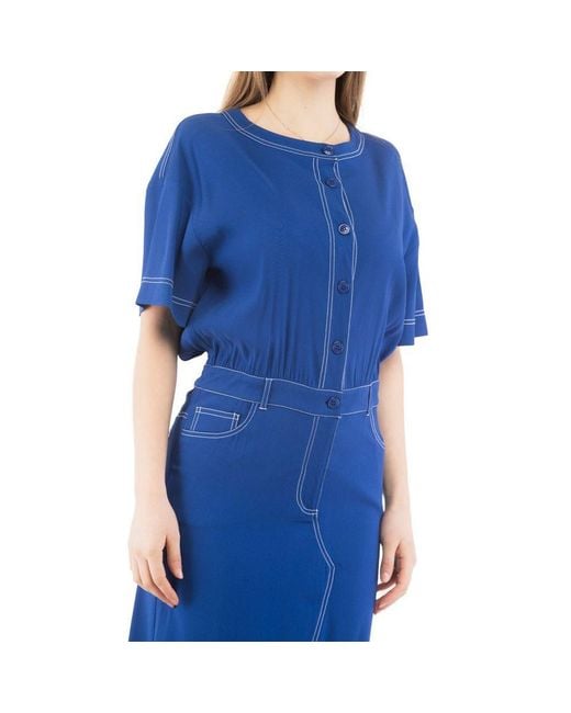 Moschino Blue Multicolor Marabou Casual Dress
