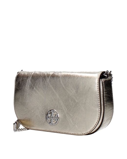 Tory Burch Gray Gold Leather Crossbody Bag for men
