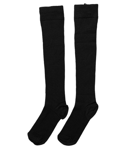 Dolce & Gabbana Black Wool Knit Calf Long Accessory Socks