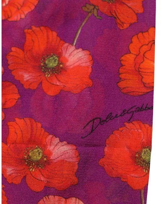 Dolce & Gabbana Red Purple Nylon Floral Print Tights Stockings Socks