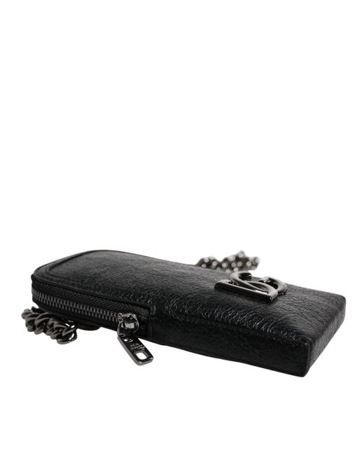 Dolce & Gabbana Black Leather Purse Crossbody Chain Sling Phone Bag for men
