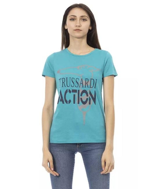 TRUSSARDI ACTION Light Blue Cotton T