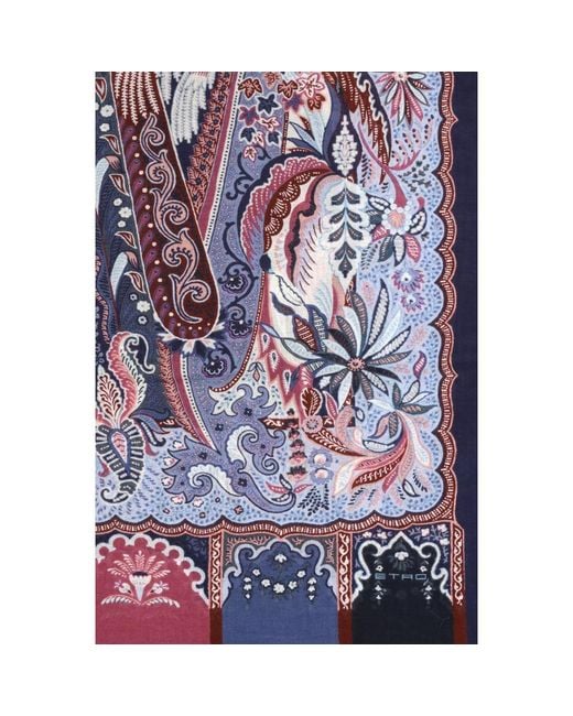 Etro Purple Multicolor Modal Scarf for men
