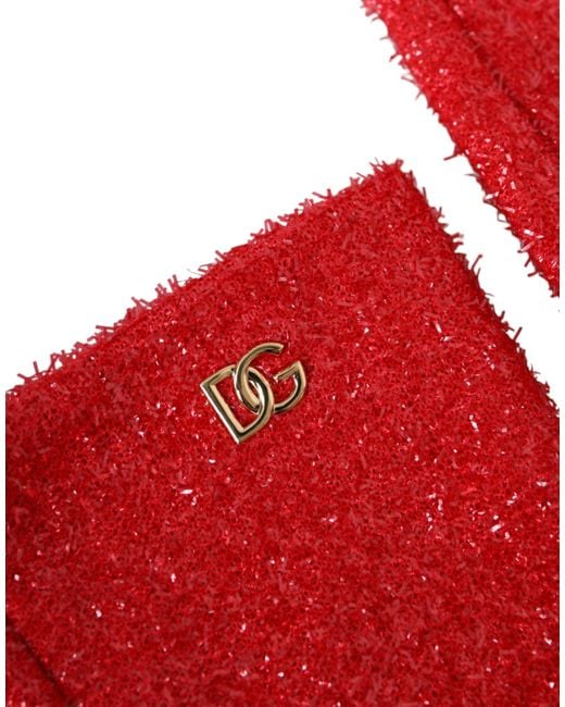 Dolce & Gabbana Red Lurex Fantasia Mid Arm Length Gloves