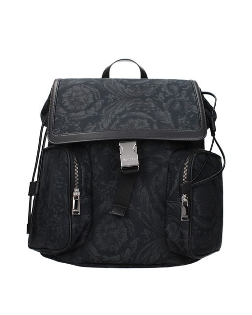 Versace Black Fabric Backpack for men