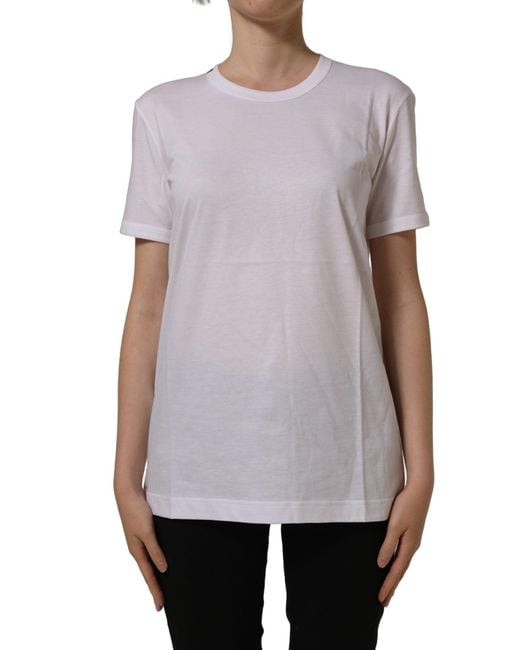 Dolce & Gabbana Blue White Cotton Crew Neck Short Sleeves T