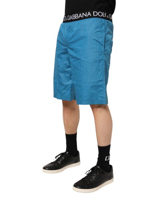 Dolce & Gabbana Blue Logo Waistband Beachwear Shorts Swimwear for men