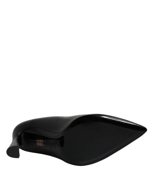 Versace Black Leather Logo Plaque High Heels Pumps Shoes