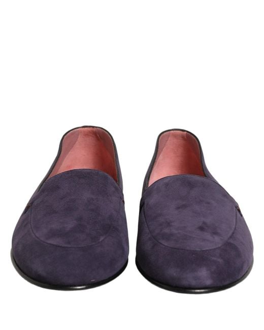 Dolce & Gabbana Purple Violet Velvet Slip On Men Flats Loafers Shoes for men