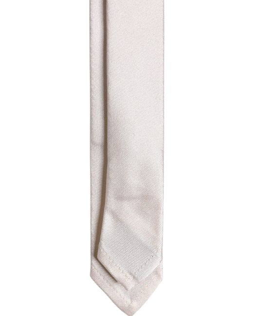 Dolce & Gabbana White Solid Silk Adjustable Neckmen's Tie for men