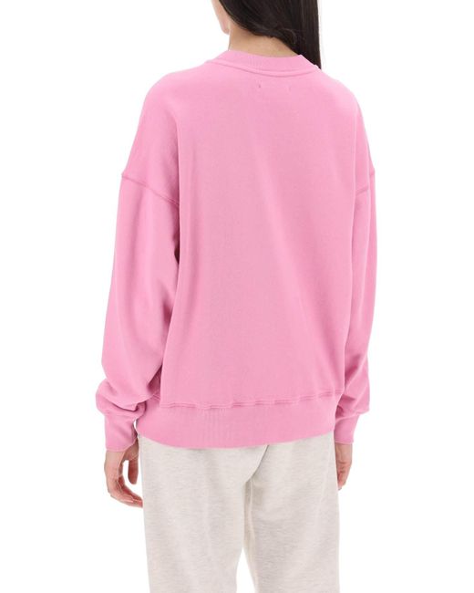 Autry Pink Crew Neck Sweatshirt With Logo Print