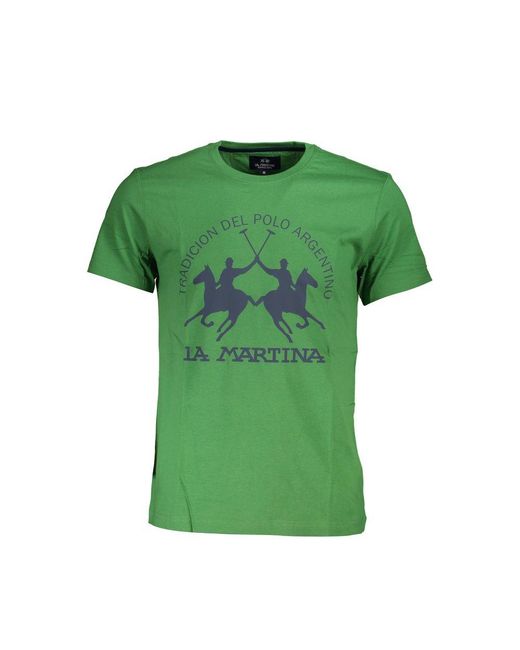 La Martina Green Cotton T-Shirt for men