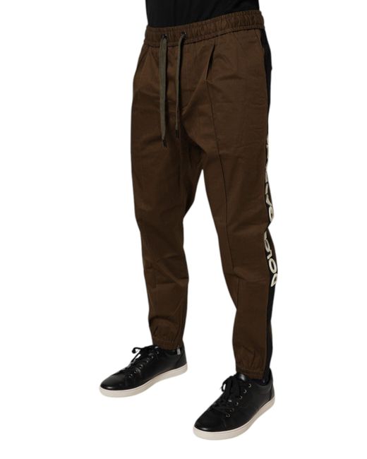 Dolce & Gabbana Black Brown Cotton Stretch Jogger Sweatpants Pants for men