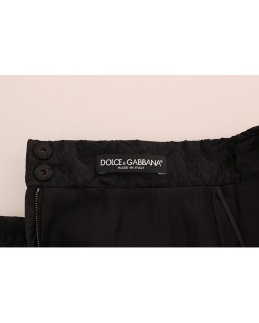 Dolce & Gabbana Black Floral Jacquard Silk A-Line Skirt