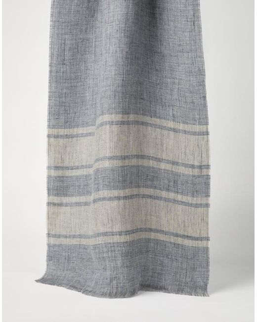 Brunello Cucinelli Gray Bicolor Linen Scarf for men