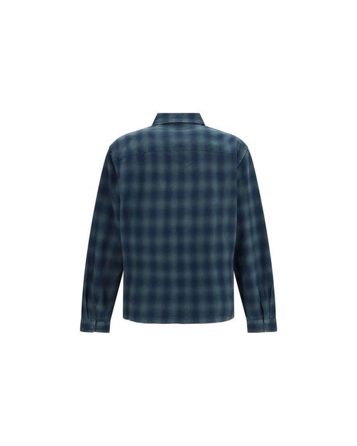 Represent Blue Bicolor Cotton Pattern Shirt for men