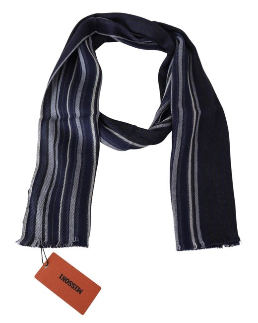 Missoni Multicolor Color Wool Striped Unisex Wrap Fringes Shawl