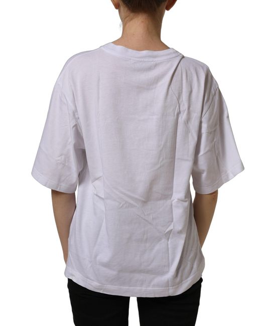 Dolce & Gabbana Black White Logo Patch Cotton Crew Neck T
